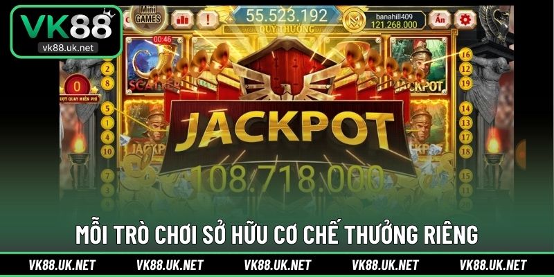 Mỗi trò chơi sở hữu cơ chế thưởng riêng